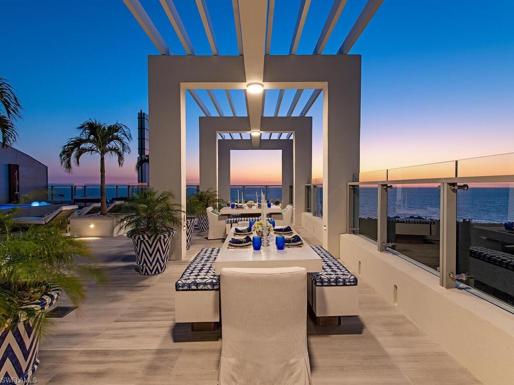 This incredible residence offers stunning, unobstructed views of the beautiful Naples coastline. The attention to detail in this truly unique penthouse is a rare find. The range of materials and luxury finishes throughout are vast. The abundance of natural light entering every room through floor-to-ceiling windows is intoxicating. The views cannot be overstated, possibly the best on the Paradise Coast. No expense was spared in bringing the finest in finishes to this residence, with many unique, one-of-a-kind features not to be found elsewhere. The secluded rooftop outdoor living area is simply unparalleled. Completely private, the 3,568 square foot rooftop paradise comprised of pool, sundeck, and outdoor entertainment areas are accessed by a private interior stairwell and offer vistas literally as far as the eye can see. This residence provides the ultimate in quality finishes, incredible Gulf of Mexico vistas, complete privacy and is without equal in the Naples marketplace today, a truly a bespoke residence for the most discerning
of clientele. This is a very special opportunity. Why wait?!