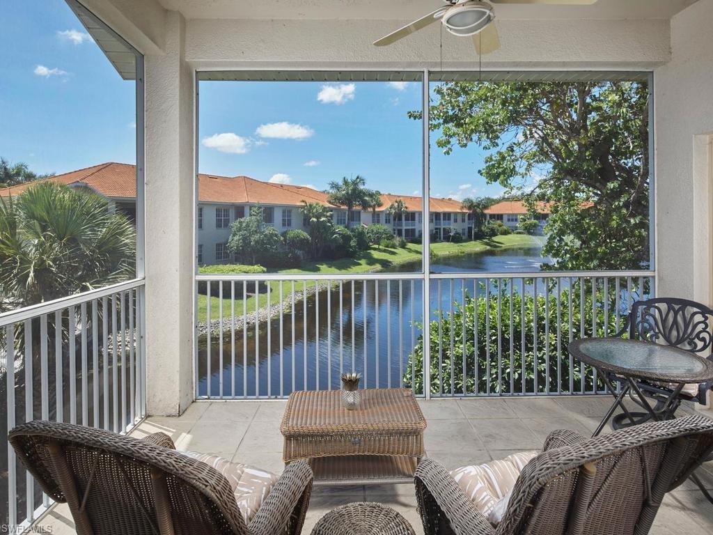 Welcome to this beautifully refreshed, light-filled second-floor end residence in Egrets Walk at Pelican Marsh. The 3-bedroom, 2-bath floor plan offers tranquil long lake views and an inviting coastal feel throughout.

Soaring ceilings, plantation shutters, and extra end-unit windows fill the home with natural light. Wood flooring throughout the main living areas adds warmth and continuity, while the kitchen features white quartz countertops, beautiful dark wood cabinetry with ample storage, and an open layout ideal for everyday living and entertaining. The spacious living areas flow seamlessly to the screened lanai, creating an ideal setting for both seasonal and year-round living. The primary bathroom has been thoughtfully refreshed with a freestanding soaking tub, frameless glass shower enclosure, and updated flooring.

The residence is ideally positioned within the community just moments from the main pool, while also enjoying access to a second satellite pool. Egrets Walk is the only neighborhood within Pelican Marsh offering two saltwater pools, along with a clubhouse, spa, fitness room, and social gathering space.

Residents enjoy exclusive gated pedestrian access to Mercato for convenient walkability to premier dining, shopping, entertainment, Whole Foods, and nightlife. Pelican Marsh is one of North Naples’ most amenity-rich gated communities, featuring tennis, pickleball, bocce, a state-of-the-art fitness center, and an active community center with dining and social events. Optional membership to the Pelican Marsh Golf Club is available. Ideally located just minutes from Vanderbilt Beach, Waterside Shops, and Artis–Naples.