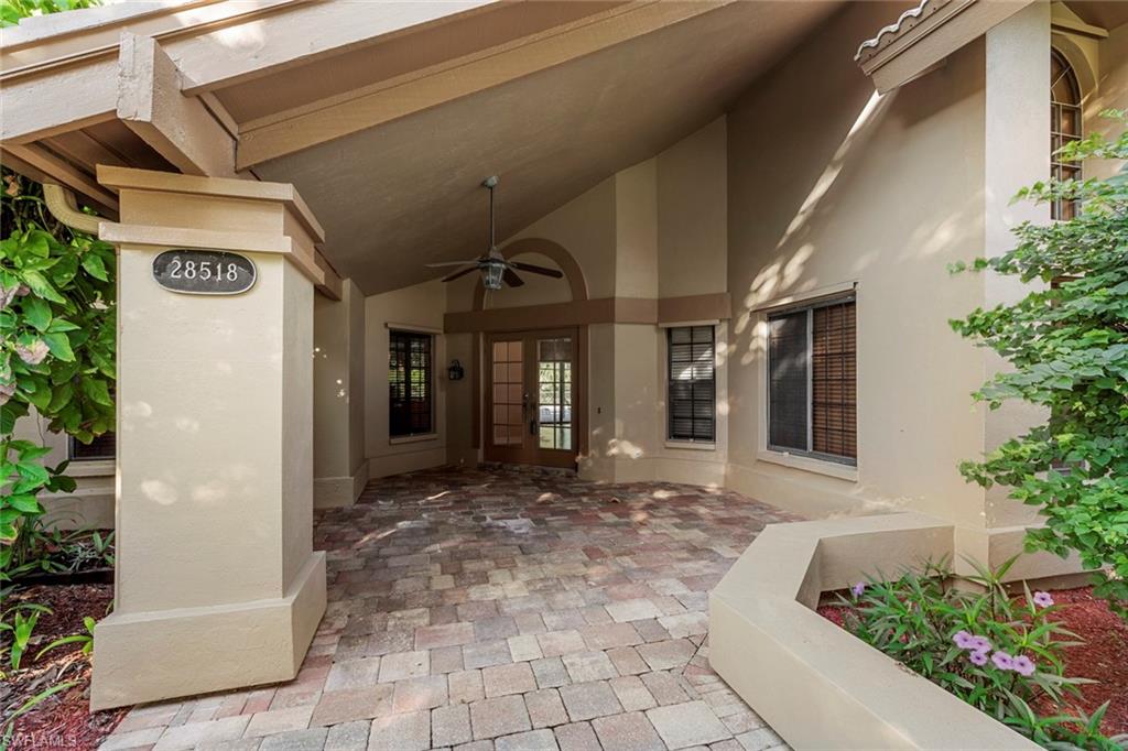 Fantastic Golf Community offering a  Spacious, Renovated 3 bedroom plus Den, 2 1/2 baths pool homes with split Floor Plan. Oversized side load 3 car garage on a large corner lot. Soaring high ceilings. Spanish Wells Golf & Country Club features 27-holes of championship golf in three different 18-hole combinations, 5 Tennis Har-Tru courts, Bocce Ball, Fitness center, and classes in addition to fine and casual dining in the clubhouse. Country Club membership is not mandatory. There are several different memberships of your choosing. This Community is only 3 miles to the white sands of Bonita Beach on the Gulf of Mexico and 30 minutes to the Airport.