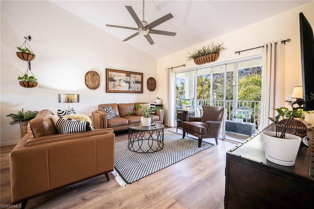 LOCATION - LOCATION - LOCATION - This beautiful 2nd floor (2 Bed/2 Bath) condo is truly an OASIS! It is located just down the road from the Tarpon Point Marina, The Westin, shops and restaurants. It is surrounded by million dollar homes and adjacent to Rotary Park (dog park) and butterfly sanctuary. The unit features Stainless Steel appliances and vinyl floors throughout - it's an open concept floor plan w/vaulted ceilings and an amazing view from the lanai (including partial view of the pool). Along with high end furnishings, the unit is tastefully put together for that perfect winter get away or permanent residence. In addition, the complex is clean, quiet and the exterior walkways are freshly painted. The unit comes with a washer and dryer off kitchen, roll down shutters, a covered parking space and plenty of guest parking. Primary bedroom is large with an over sized walk-in closet. The primary bath is complete with a walk-in shower and plenty of vanity / counter space. The guest bathroom is large with tub and located off the guest bedroom to allow for privacy and space when guests, family or friends stay over. Seller offering Home Shield home warranty on AC. Storage in attic. Only 10 minutes away from the main entertainment district which has tons of restaurant and music nightly. This is a perfect opportunity to purchase a small piece of paradise in a gorgeous part of town.