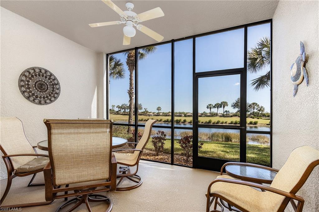 FULL GOLF MEMBERSHIP included! Walk right out of your lanai & enjoy the sunrise from this immaculate end-unit 'Abbey' veranda condo. Turnkey furnished and gently used by only one owner. With 27 holes of championship golf, a world-class clubhouse and restaurant, & resort style amenities, Heritage Bay is EASILY the best value in Naples! Heritage Bay also features 7 HAR-TRU tennis courts, a fitness center, full-time activities director and social calendar, pickleball, bocce & more
