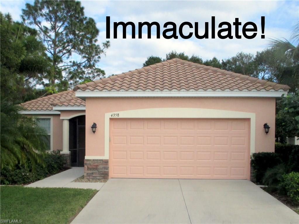 In the NW corner of desirable quiet gated community of 30 Taylor Morrison single-family homes. Excellently maintained and upgraded 2011 home next to indigenous preserve. Private, appealing backyard. Popular Carlyle floor plan has 1,473 sq. ft. under a/c, 2,207 sq. ft. total. 2 Bedrooms, 2 Bathrooms, Family Room, Kitchen with Breakfast Nook/Dining Area, Den, Laundry Room with deep sink and upper/lower cabinets, screened extended Lanai (8 feet longer), 2-car Garage with shelving, insulated attic and door. Attractively decorated with a warm and appealing palette. Further upgrades include stone-facing on front; enclosed screened porch; 42” kitchen cabinets; Samsung French door refrigerator/freezer with ice; stove extractor vent to exterior; tray ceilings in Family Room, Master Bedroom & Den; window treatments throughout; 4 ton 16 SEER a/c unit & humidistat; outdoor security lights; in-wall pest defense and in-ground termite defense systems; roof cleaned and exterior repainted 11/16. 17.5 foot wide side yard on both sides – rare! Although a South Fort Myers address, Estero Preserve is just 80 yards from Estero. It has a low HOA fee and is well situated for everything! SEE ATTACHMENTS