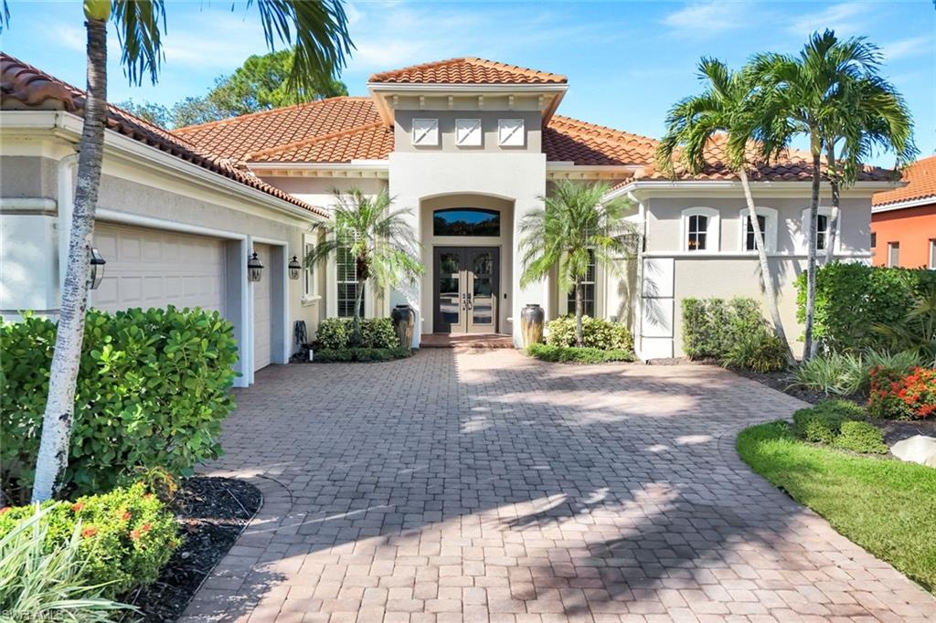 This is an exceptional luxury residence at 28585 Via D Arezzo within the esteemed Vasari
Country Club in Bonita Springs. This spectacular one-story home offers 3 bedrooms + den, 3 full bathrooms, two 1/2 baths an expansive open floor plan, and a
full suite of resort-style indoor-outdoor amenities including a private pool and spa and three-car garage. Step inside to soaring ceilings and sun
filled living spaces designed for both entertaining and relaxed everyday living. The well-appointed open and updated kitchen features a
breakfast bar/island plus pantry and flows seamlessly into the family room and dining areas. A separate den offers flexibility for a home office,
media room, or library. The split-bedroom layout offers prime privacy: the luxurious primary suite features dual walk-in closets, dual vanities, a
soaking tub and separate shower—plus direct access to the pool terrace. Two additional guest bedrooms each enjoy their own bathrooms (and
there is an additional half bath for visitors), ensuring comfort and separation for residents and guests alike. Outside, the screened lanai opens to
a shimmering pool and spa set against lush tropical landscaping and tranquil preserve views—an ideal Florida retreat. The oversized three-car
garage adds true luxury convenience, and the home has been thoughtfully updated with modern finishes and attention to detail. You are within a
premier gated community offering championship golf, tennis, Clubhouse, Dining—all minutes to the white-sand beaches of Southwest Florida,
vibrant dining and shopping, and easy access to the airport and major roadways. This home blends sophisticated style, functional layout, and a
true resort-feeling lifestyle. For the buyer looking for the ultimate in Bonita Springs luxury living—this is a must-see.