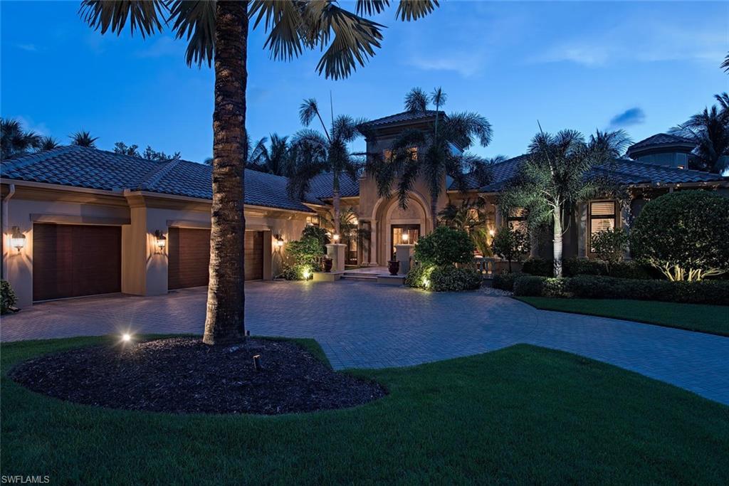 H.12404 - Exceptional, custom estate that offers grand-yet-comfortable architecture & is nestled in an oversized lot w/ big lake & golf vistas. This single-story home sprawls across 5,422 Sq.ft of living space w/ exquisite finish. Architectural stylings include the mahogany front door, volume ceilings w/ custom detailing, extensive crown molding, & travertine stone flooring. Other features include a library w/ teak flooring & maple built-in cabinetry, home automation, wet-bar, 3-car collector’s garage, tankless gas water heaters, gourmet kitchen, guest cabana w/ private entry & morning kitchen & much more! The gourmet kitchen includes large island w/ sink, walk-in pantry & top-of-the line appliances including a 6-burner Natural Gas Wolf Range. The spacious Master Suite has his/her walk-in closets, sitting area & a morning kitchen. Entertainment locations abound in the covered lanai with a tongue & a groove cypress wood ceiling, summer kitchen & natural gas fireplace or the resort style pool & spa w/ travertine deck. Grey Oaks is advantageously close to the art galleries, boutiques & bistros that make living in Naples a true luxury & recently completed an approx. $29M renovation.