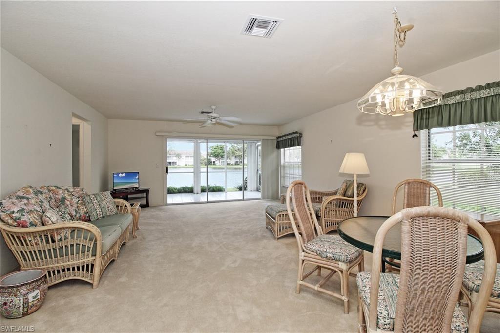 Here it is, the least expensive 3 bedroom, 2 bath condo in Bermuda Greens. Bermuda Greens is located in the much sought after gated community of Imperial Golf Estates.   The master bath features dual sinks, large walk in closet and a shower and tub. This unit also has  eat in kitchen and separate laundry room with additional storage.                          This is a first floor end unit with beautiful views of the lake. The lanai also has electric hurricane shutters. This is a prime location as it is close to the community clubhouse, pool, spa, outdoor showers, barbecues and bocce ball. Because of these amenities this is a very friendly, active and social community. Minutes to beaches, restaurants and shopping in North Naples.