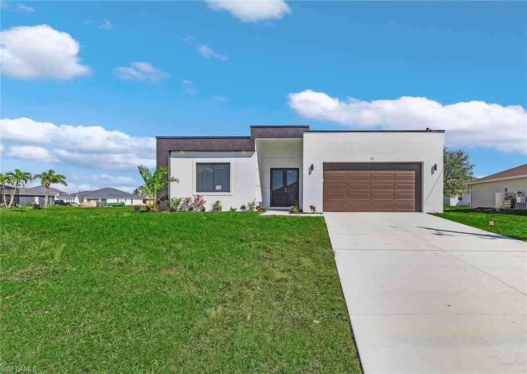 Move-In Ready New Construction! Featuring 4 spacious bedrooms and 3 full bathrooms, this beautiful Cape Coral home boasts an open-concept layout, modern finishes, tile floors throughout, and a stylish kitchen with stainless steel appliances and custom cabinetry. Washer and dryer are included. Enjoy a large backyard with room to create your dream outdoor oasis, plus a 2-car garage and no HOA fees. Located in a thriving and expanding area of Cape Coral. Motivated seller!
