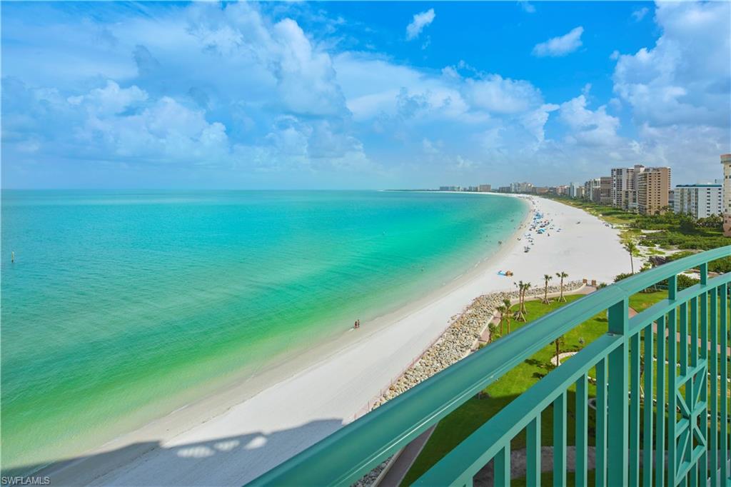 Rarely available 4-bedroom floor plan at prestigious Cozumel boasts the most breathtaking views of the entire beach.  This gorgeous, well-appointed beachfront residence has the very best view available on the beach and magnificent year-round sunrises and sunsets from the spacious lanais offering much privacy.  There are 3 separate balconies, including a private balcony off the master suite with sweeping views of Marco’s beautiful crescent shaped beach.  Beautiful marble flooring, light colors and finishes, and extensive millwork throughout enhance the coastal feel. The gourmet kitchen has large island and floor to ceiling windows offering the most dramatic dining views.  Cape Marco and Cozumel offer many fine amenities including an elegant lobby, beachside social room, fitness center with amazing beach views, billiard room, card room, pool, spa, Har-Tru tennis courts, fishing pier, convenient beach access, guarded gate entry, and more.  Enjoy the Cape Marco lifestyle, where luxury is a standard.