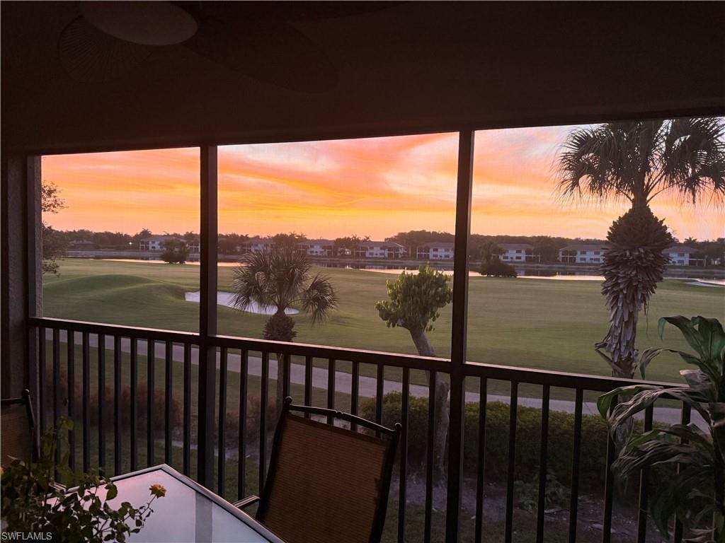 Location, location, location. Beautiful Veranda, well-appointed with high-end furniture and Plantation shutters throughout, walking distance to the club (Bldg. 1). Three bedroom, two bath (den has Murphy bed and closet). Both lanais, front and back, have a beautiful view of the golf course (Pine 1 & 9) as well as SUNSETS and SUNRISES. Garage has new epoxy floor, storage cabinets and workbench. Home has keyless entry locks. Beautiful views of the golf course from the front and the back lanais. Lowest HOA fees in Heritage Bay. Heritage Bay is an exceptional bundled golf community. They have something for everyone, golf, tennis, pickleball, bocce ball, resort style swimming, pool, billiards… and so much more!