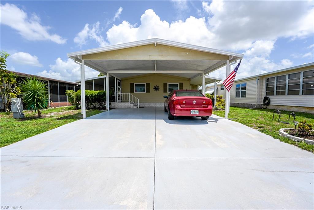 What an opportunity to lease in the heart of North Naples! Landmark is a highly sought after 55+ community with great amenities and a great location. This 2 bedroom, 2 bathroom is updated and spacious. This manufactured home has a huge open kitchen with a large dining area. Plenty of space to entertain or enjoy privately. The large Florida room is ideal for reading or enjoying your coffee in the morning. The second bedroom has a fold out bed with room for guests. Available for off months or seasonal rentals.