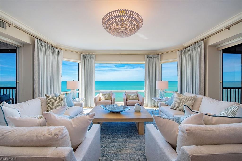 Experience coastal luxury in this beautifully reimagined three-bedroom, three-bath beachfront residence, expertly remastered by Professional Contractors Group. Every detail reflects refined craftsmanship and timeless design. The home features stunning, spa-inspired baths with exquisite fixtures and finishes, and a completely redesigned kitchen showcasing quartzite countertops, top-of-the-line appliances, and a charming morning room with built-in banquette seating and a custom coffee bar. The spacious living area opens to breathtaking, unobstructed views of the Gulf of Mexico, where sunsets paint the horizon each evening. Enjoy outdoor living at its finest with two west-facing screened lanais to capture the sunset, and a large east-facing screened lanai ideal for morning light and sunrise views. Beautifully furnished for comfort and sophistication, this residence is move-in ready. The Biltmore has also undergone full renovation, ready for you to enjoy.