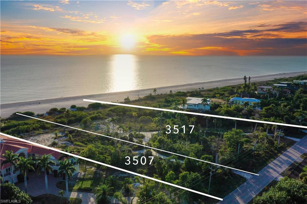 Unmatched Gulf-Front Opportunity on Sanibel’s Gold Coast: The most substantial remaining residential parcel on the coveted Gold Coast of West Gulf Drive, this exceptional Gulf-front property offers an impressive 224 feet of direct frontage along the Gulf of Mexico and a massive 43,503± sq. ft. development envelope. Lush, mature vegetation enhances privacy while preserving the natural beauty of Sanibel Island. Zoned Ecological Zone E-2 (Gulf Beach Ridge), the property allows 25% impervious coverage and 30% total developed area, providing rare flexibility to create a magnificent Gulf-front estate or private family compound. Unparalleled views of the Gulf’s azure waters and breathtaking sunsets await. An extraordinary opportunity exists to combine this parcel with the adjacent property at 3507 W. Gulf Drive, adding an additional 106 feet of Gulf frontage for a truly one-of-a-kind estate. 3517 West Gulf has been combined and may be re-subdivided if desired. Survey available. Harness one of the final opportunities on Sanibel Island to develop an iconic Gulf-front residence with supreme privacy at an exceptional scale. 3517 is over 3.3 acres and also has significant depth.