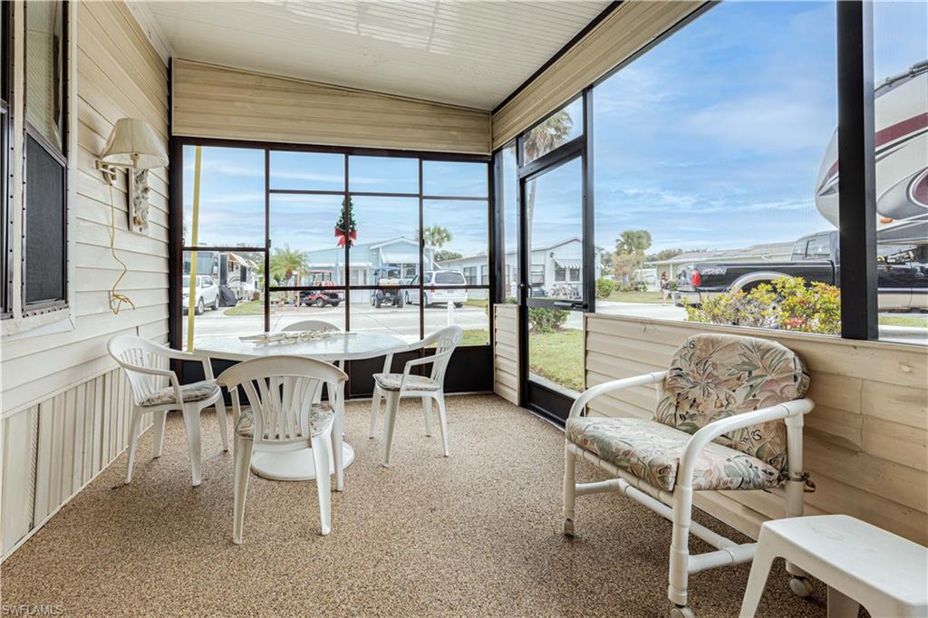 This little place has a big view! It is located in a friendly, active, gated 55 plus community. Enjoy sitting in your spacious screened in Florida which has a "river rock" floor while you look out over the lake.  Or, you can sit outside on the patio and listen to the water and the ducks. The homeowner tells me that it rarely gets hot on the porch because of the breeze from the lake. This community features two pools, 2 hot tubs, a laundry, fitness center, library, billiards room, and so much more.  You can be as active as you choose with plenty of places to walk or ride your bikes. This terrific community if located just over 2 miles from CVS and Walgreens, 3 from Walmart and Publix, 8 from Marco Island and 12 from beautiful 5th avenue in downtown Naples.  There is even a public boat launch just 4 miles away.  Come join us in beautiful SW Florida!