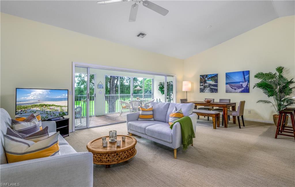 Offered at $240 per square foot—the lowest per-square-foot price for a Bermuda Greens residence—this second-floor residence presents a strong value with exceptional golf course views over the 3rd fairway of Imperial’s West Course. Featuring the largest floor plan in Bermuda Greens, the home offers three bedrooms, two baths, and an attached garage. Vaulted ceilings and an open-concept design create a bright, airy interior filled with natural light. The updated eat-in kitchen features a convenient breakfast bar and flows seamlessly into the main living area, making it ideal for everyday living and entertaining. The spacious living area opens to an oversized balcony with beautiful golf course views. The third bedroom provides flexible space, well suited for a home office or den. 3 year old AC and HWH bring peace of mind and lower insurance costs. 

Located within the gated Imperial Golf Estates, Bermuda Greens is a well-established condominium community set on approximately 27 acres of lush, beautifully landscaped grounds and surrounded by one of the community’s two private 18-hole golf courses. No mandatory memberships! Designed to support an active and social lifestyle, residents enjoy amenities including a pool, spa, bocce court, and a community clubhouse available for gatherings and functions, along with scheduled community events. Ideally situated in a highly desirable North Naples location, this property offers convenient access to the Gulf of Mexico’s renowned beaches, premier shopping and dining at Mercato and Waterside Shops, and Southwest Florida International Airport, approximately 30 minutes away—making it well suited for seasonal or year-round living.