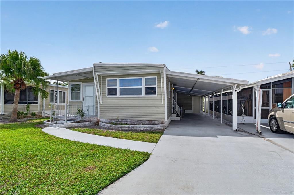 This inviting double-wide mobile home offers more than 1000 sq ft of comfortable living space in the desirable Enchanting Acres 55+ community. Featuring 2 bedrooms and 2 bathrooms, this Turnkey Furnished & well-maintained home is move-in ready and perfect for full-time living, seasonal enjoyment, or as a second home.
The front-facing kitchen is bright and functional, equipped with a dishwasher, microwave, electric range, and French door refrigerator—ideal for preparing daily meals or entertaining guests. Adjacent is a delightful Florida room with northeast exposure, perfect for morning coffee, relaxing, or enjoying the gentle breeze. Additional highlights include a convenient laundry closet off the second bedroom, newer vinyl flooring in the living room, a newer mini-split AC system, a repiped plumbing system, and newer water heater.
Residents of Enchanting Acres enjoy an active lifestyle with excellent community amenities, including a sparkling pool, shuffleboard courts, a spacious clubhouse with a resident kitchen, billiards room, and a well-stocked library. Water, sewer, trash, lawn care, and full use of all amenities are included in the low monthly fees.
Located in a prime Naples location, this home is just minutes from East Naples Community Part with a ton of pickleball action, Sugden Park, beautiful Naples beaches, and vibrant Downtown Naples. The popular Bayshore Arts District, along with shopping, dining, and entertainment options—including Publix, Denny's and Planet Fitness—are conveniently located right across the street.
Note: This is a Co-Op ownership community. Pets are not allowed.