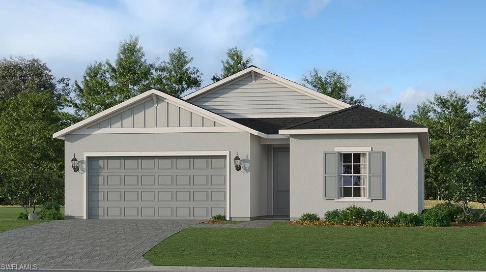 One or more photo(s) has been virtually staged, AI generated or rendered.  MOVE-IN READY!! Experience seamless resort living at Tuckers Cove at Babcock Ranch, Punta Gorda's only water park-inspired community. This sun-drenched masterplan offers pools, curated events and everything you need to thrive. This stunning single-story home offers 1,933 square feet of thoughtfully designed living space, featuring a spacious 2-car garage with a hurricane-rated door and keyless entry pad for added convenience and security. Step inside to discover an open floorplan where the kitchen, dining room and family room flow seamlessly together, anchored by a chef-inspired kitchen boasting stainless steel appliances, quartz countertops with a 4-inch backsplash and designer cabinetry. Three bedrooms provide flexible living options, including two secondary bedrooms sharing a hall bath and a third with a private bathroom, perfect for guests or family. The owner’s suite is tucked away in the rear corner, complete with a luxurious walk-in shower framed by clear glass and designer tile. Energy-efficient touches like hurricane impact windows, a smart thermostat and a Ring Video Doorbell Pro enhance comfort and peace of mind. With every detail crafted for modern living, this home is sure to attract attention quickly—don’t miss your chance to make it yours! Prices, dimensions and features may vary and are subject to change. Photos are for illustrative purposes only.