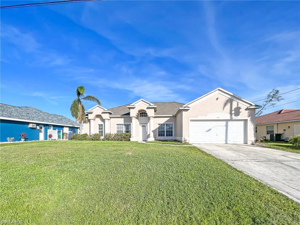 Very spacious 4 BR/2BA/2 car garage & has a heated Pool with screened lanai.  There are even 2 extra rooms that could be used for a den/office/dining/or gaming room.  The house sits with the peaceful Roslyn Canal behind them and across the street from Alhambra Lake in SW Cape Coral.  You might even say a peninsula.  There are plenty of water activities to do right from your own back yard dock with boatlift on the canal with access to 9 Freshwater lakes.  The home has tile, new carpet, brand new roof (2022) that comes with a 30 yr GAF Warranty that includes labor & product.  Home has a new water heater & refrigerator, newer microwave, range & dishwasher.  Also has a washer & dryer.   Home is framed with stainless steel studs throughout.   Not located in a flood zone.   
HURRICANE SURVIVOR, WAS NOT FLOODED! MOVE IN READY!