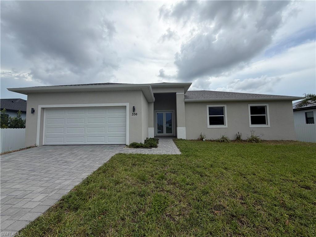 New Construction 3 bedroom plus Den, 3 full bath, 1877 SQFT under air. CITY WATER & SEWER - ALL ASSESSMENTS ARE PAID. SW location off Ceitus Pkwy convenient to Publix, Parks, Boat ramp and the shopping/restaurants along the Pine Island Road corridor. Upgrades include high ceilings throughout, indoor utility room, all appliances, granite countertops, luxury vinyl plank flooring, impact glass windows & doors. plenty of room for a pool. Complete & move in ready.