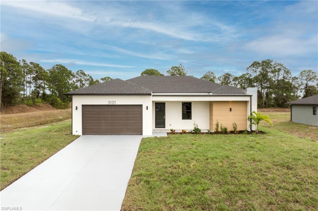 Brand-new 3-bedroom, 2-bathroom home with beautiful canal views and plenty of room for a pool! Nestled in one of Lehigh Acres' fastest-growing areas, this stunning new construction offers a bright and airy open-concept floor plan designed for modern living.
The stylish kitchen features elegant white granite countertops, stainless steel appliances, and includes a washer and dryer for added convenience. Large windows throughout the home fill the space with natural light, creating a warm and inviting atmosphere.
Step outside and enjoy tranquil canal views from your backyard, with ample space to add a pool and create your own private outdoor oasis. Whether you're looking for a primary residence, seasonal retreat, or investment opportunity, this property offers the perfect blend of comfort, style, and functionality.
Conveniently located near restaurants, shopping centers, schools, parks, and Florida's world-famous beaches, this home provides easy access to everything Southwest Florida has to offer.
Don't miss the opportunity to own this beautiful new construction home in a thriving community!