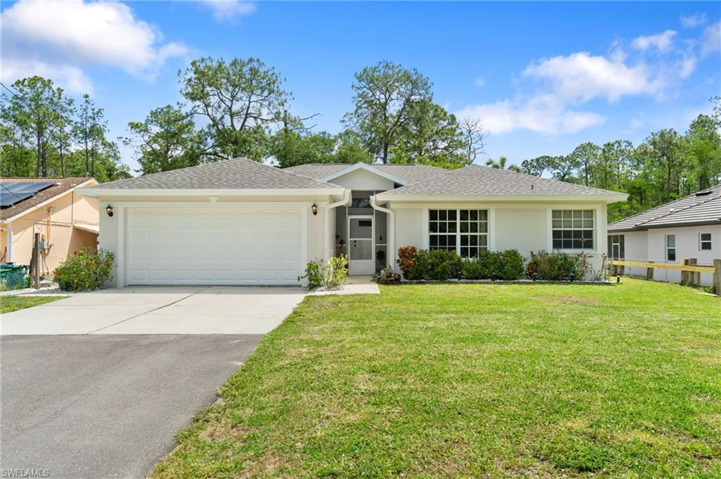Welcome to your Naples, Florida oasis! This charming 3-bedroom, 2-bathroom house features vaulted ceilings and sits on a spacious 1-acre lot, perfect for gardening, animals, and outdoor activities. Forget about HOA rules and expensive HOA fees—here, you have the freedom to make your home your own.
Just 25 minutes from the beach and less than 2 miles to the nearest shopping center, this location offers the best of both worlds: country living with convenient amenities close by. No flood insurance required (thanks to its desirable X-flood zone status). Excellent school zone, including Corkscrew Elementary, Corkscrew Middle, and Gulf Coast High School. Plus, with a new roof, freshly painted exterior, and a storage shed for extra space, this home is move-in ready. Don't miss your opportunity to own this haven in Naples—schedule your viewing today and start living your dream!