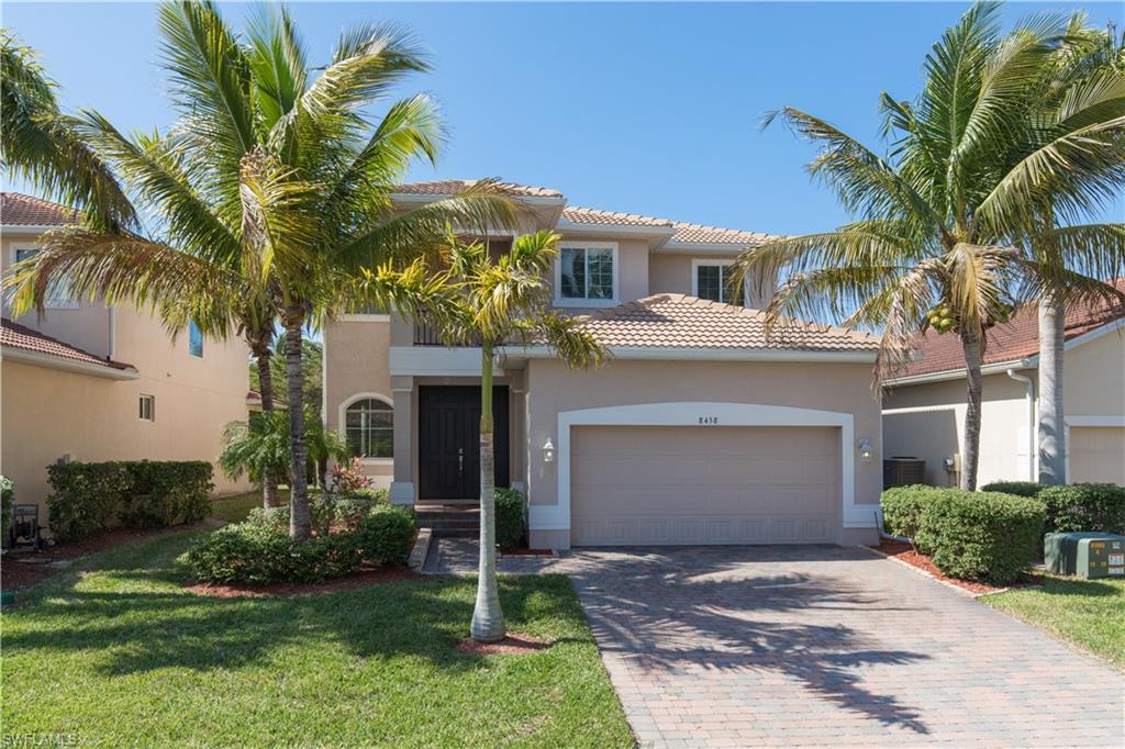 Captivating 4 bedroom 2.5 bath home in Catalina Isles - a beautiful gated community in fabulous South Fort Myers location.  Two story home abounds with room for everyone!  Spacious kitchen with granite counters, center island, breakfast bar, nice wood cabinetry, stainless steel appliances, pantry and great breakfast nook. Home offers formal living room and formal dining as well as family room. Tile floor and crown molding throughout first floor and nice wood laminate flooring upstairs.  2nd floor offers large master retreat with double doors, tray ceiling, sitting area, and sizzling master bath with soaking tub, separate shower, double sinks and 2 w/i closets.  Generous size guest bedrooms.  Nice inside laundry with cabinets & utility tub; lots of storage in this home with large under stair storage closet and wonderful overhead storage system in garage.  Storm panels & reinforced garage door for storm protection.  Friendly community offers wonderful community center with large pool, fitness center, playground, and beautiful picnic area on the lake.  Great location close to beaches, shopping, and restaurants!  So much to offer!!!  Vacant and easy to show!