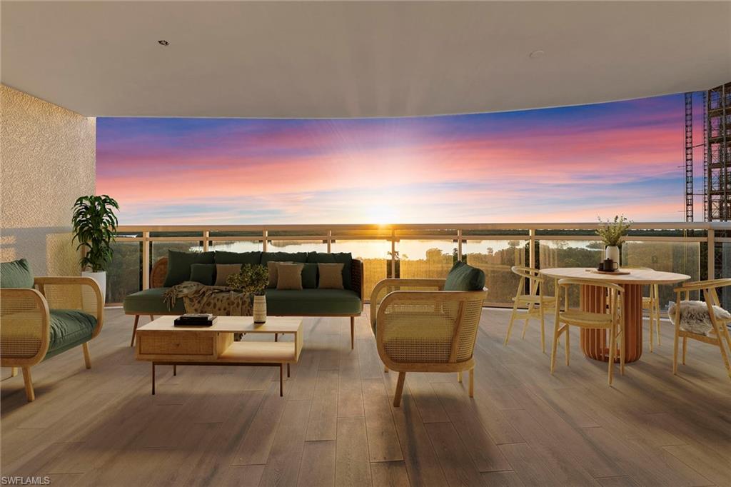 Stunning Kalea Bay Tower 400, eighth-floor luxury residence offering glorious Gulf views from this precious corner unit. This new construction condominium is in one of Naples prestigious and sought-after communities. The four-bedroom, four-bath residence embodies elegant sophistication with modern, timeless features, including gleaming white Porcelanosa ceramic marble tiles throughout giving this condominium an air of an avant-garde modern lifestyle yet keeping its warm traditional character. The stone floors are maintenance-free, and the cooling effect is exceptional throughout the year, reducing air-conditioning consumption to a minimum. This open concept floor plan showcases sparkling designer lighting, floor-to-ceiling impact glass that frames spectacular sunsets, amazing custom-designed primary bedroom closet, and exceptional, tastefully curated design with international appeal, mangrove preserves and twinkling city lights. The chef’s kitchen is equipped with Wolf and Sub-Zero appliances, natural gas range, quartz countertops, custom cabinetry, oversized island and a butler’s pantry with prep sink. The spacious great room opens to a wraparound lanai with glass railings and southwest exposure, offering unobstructed indoor-outdoor living. The primary suite overlooks the water and features a custom walk-in closet and a spa-inspired bath with dual quartz vanities, a walk-in shower and soaking tub. The residence includes a private elevator foyer, solid-core interior doors and ample storage. Tower 400 amenities include a rooftop fitness center, negative-edge pool, sky lounge, grilling area and a 7,500-square-foot rooftop terrace with sweeping views. The residence also comes with assigned garage parking and a secured lobby with an on-site manager and 24-hour security. Ownership includes full access to the 100,000-square-foot Club at Kalea Bay, featuring three resort-style pools, a state-of-the-art wellness center, two open-air bars, the Driftwood Cafe and Salt and Oak Restaurant, tennis and pickleball courts, a beach shuttle and guest accommodations at the Bay Cottages. In North Naples, Kalea Bay is minutes from white-sand beaches, upscale shopping and gourmet dining. This residence is the ideal blend of coastal luxury, architectural sophistication and resort-style living.