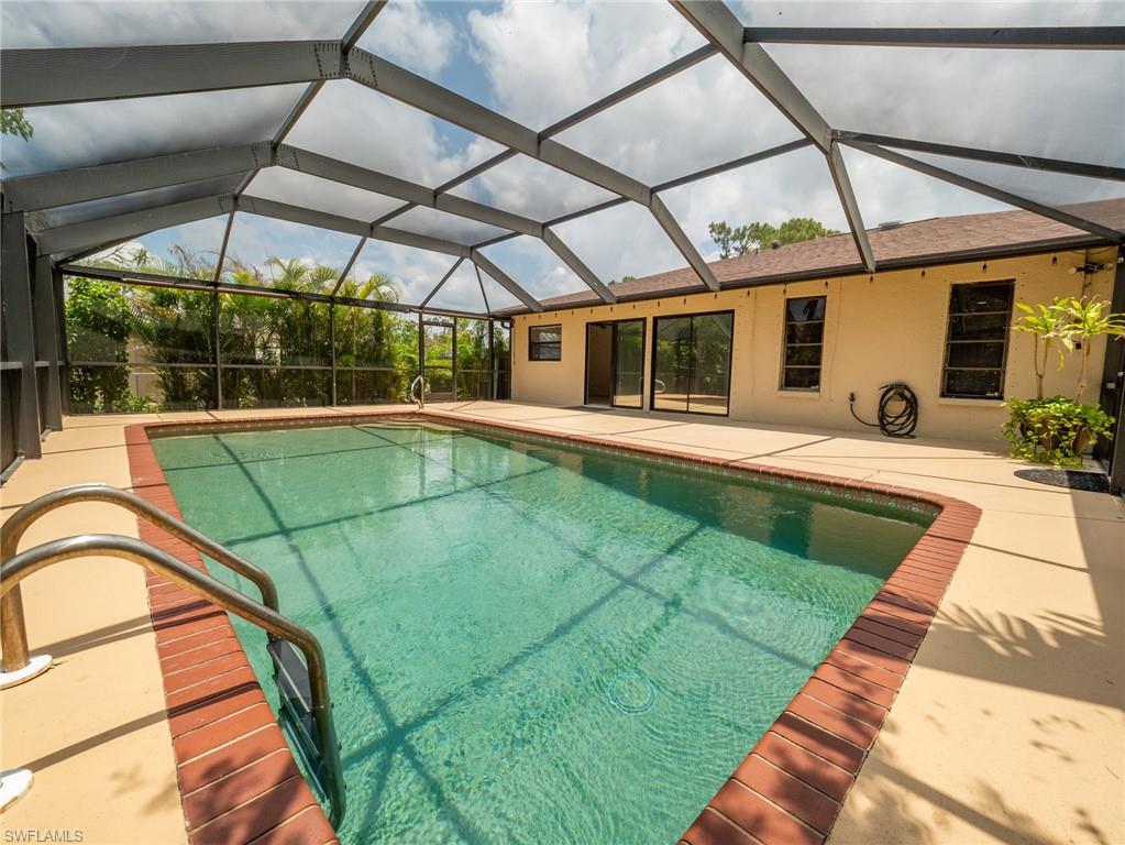 One or more photo(s) has been virtually staged, AI generated or rendered.  Privacy and Outdoor-Living of its best! Enjoy an oversized Pool-Area with a lot of privacy, provided by beautiful landscaping and a fence around the property. Get inspired by a welcoming wooden floor that guides you into this home. A lot of space, as Family Room, Living Room and an open Dining and Kitchen Area are well separated.
The Master Bedroom Suite with friendly laminate flooring has its own patio, facing the backyard lawn and the two good sized guest bedrooms are comforting you also in Laminate flooring. Your open Kitchen- and Dining Room Experience starts with a granite Countertop bar and provides Stainless-Steel appliances. Get your peace of freedom with a Roof from 2024, a newer A/C, a new water system, as well as move-in condition of the house as well.
Get your showing set up today and prove for yourself that this feels home from the first moment on!
You are close to shopping, Restaurants, short distance to schools and the Fort Myers International Airport and got a community park just minutes away!