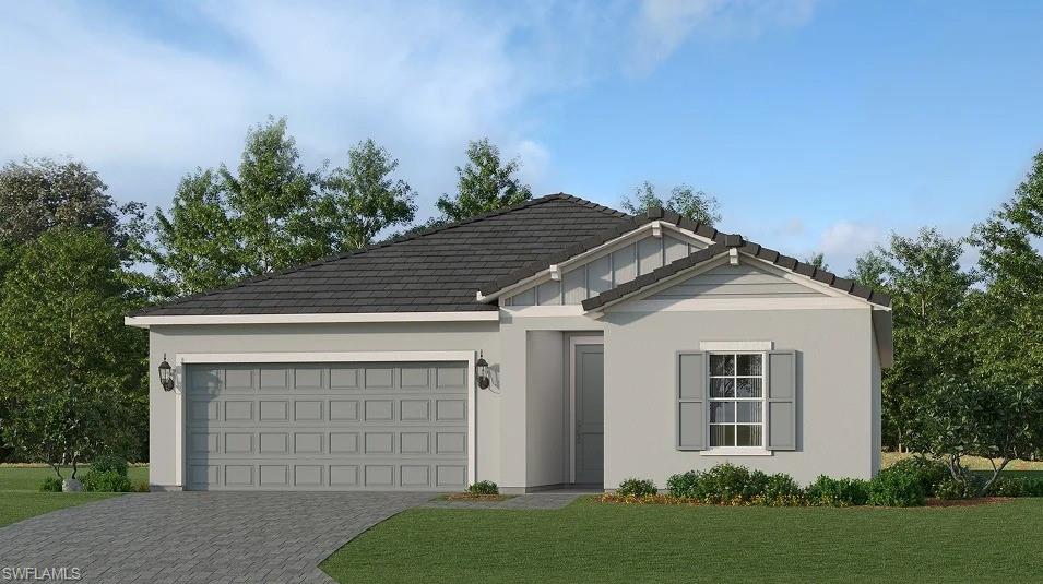 One or more photo(s) has been virtually staged, AI generated or rendered.  Gatherpoint is a community of new single-family homes within the top-rated Ave Maria masterplan, offering resort-inspired amenities and a vibrant social setting in sunny Ave Maria, FL. This new single-story home features two peaceful bedrooms with a convenient hall bathroom situated to the side of the foyer, while a third bedroom is right around the corner. Further down the foyer is a modern kitchen that melds into the dining room and a spacious family room. Through glass sliders is a large covered patio for outdoor entertainment. In a rear corner is the tranquil owner’s suite with an attached bathroom and walk-in closet. Prices, dimensions and features may vary and are subject to change. Photos are for illustrative purposes only. Estimated delivery date is July/Aug 2026.