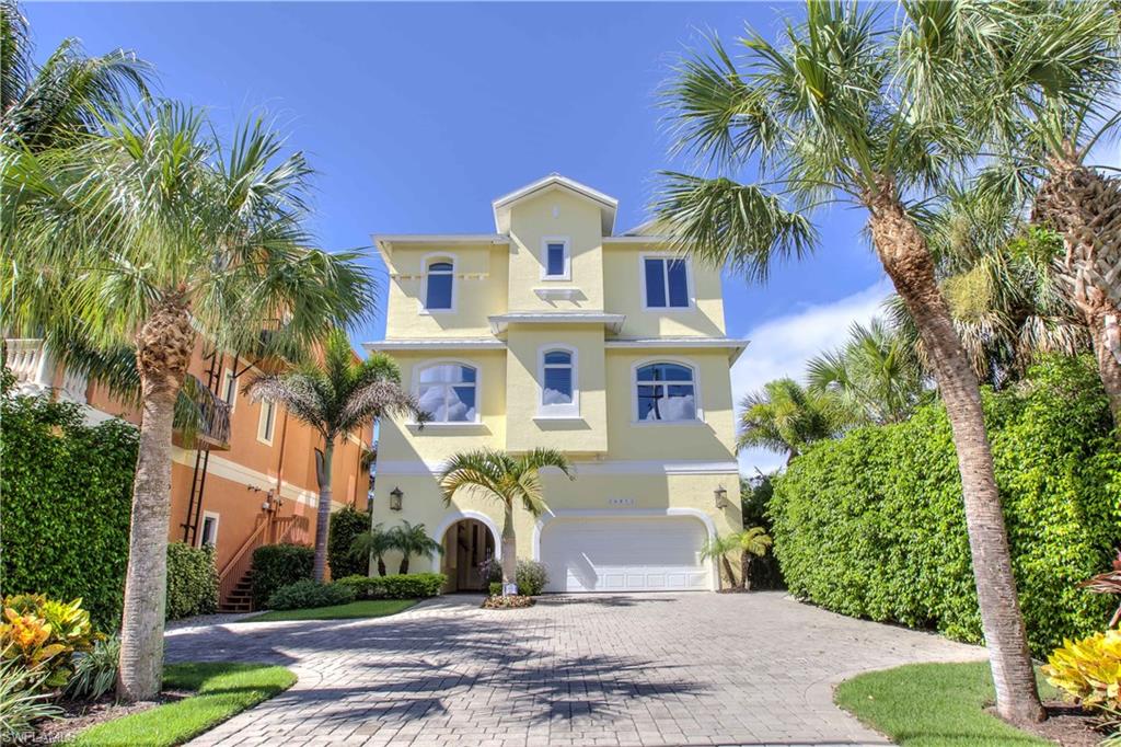 This magnificent, professionally decorated, Gulf Front Estate Home is nestled right on Bonita Beach and offers 4,358 sq. ft. with 6 bedrooms and 6 ½ baths. This home was completely renovated in 2007 and is solid concrete construction. Features include a private elevator, plantation shutters, impact glass, crown molding, granite countertops, custom cabinetry, seamless shower doors, vaulted ceilings, swimming pool and 3 screened lanais with panoramic views overlooking the Gulf Of Mexico and it’s breathtaking sunsets. The 2nd floor boasts an open floor plan with 2 guest suites, a large living room overlooking the beach, formal dining room and a gourmet kitchen with gas range. The 3rd floor has wood floors, 3 additional guest suites and the master bedroom overlooks the Gulf of Mexico. The Master Bath features a large soaking tub surrounded by granite, raised bowl dual sinks and a walk in shower with etched glass. This home brings out Florida living at its finest!  Schedule your private showing today, you won’t want to miss out on this piece of Florida paradise.