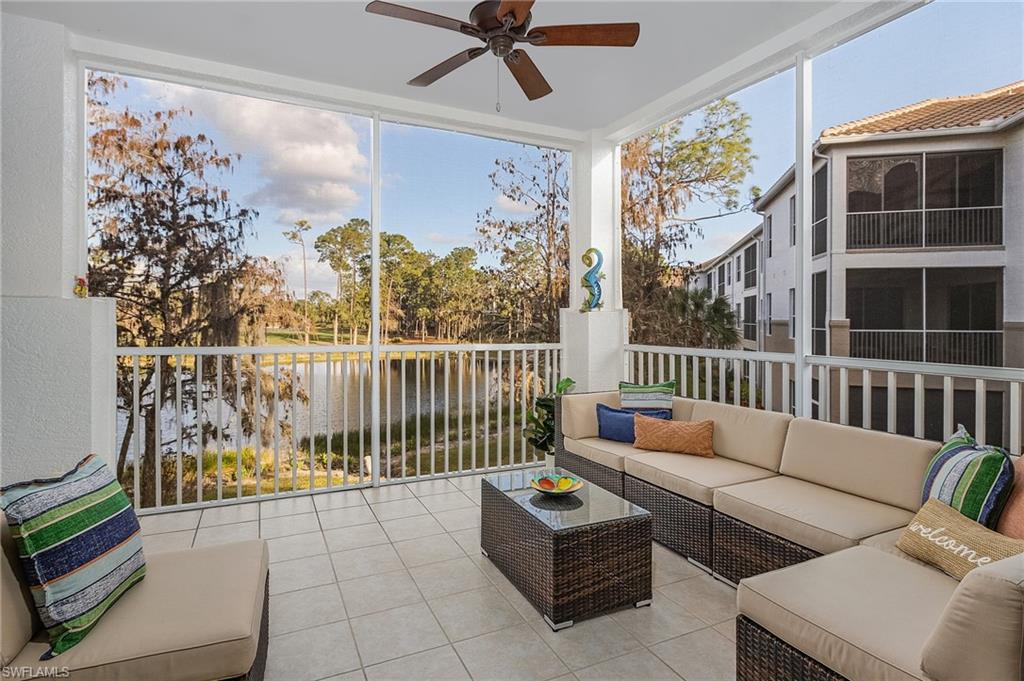 Move right in! Rarely available 3 bed/2 bath end unit in the beautiful Vanderbilt Country Club community, just 10 miles from the beach. This spacious, bright condo has new furniture throughout, plantation shutters, granite countertops, storage closet within unit, was newly painted and only used seasonally. Enjoy your tiled screened lanai with eastern & southern exposure overlooking the water and 11th fairway, one of the best views within the community! Vanderbilt Country Club is a premier bundled golf community and the epitome of vacation living with upgraded fitness center, multiple pools, tennis courts, terrace cafe overlooking the pool, clubhouse & year around activities. Roof of Waterford Condominiums has been replaced and building repainted along with lanais re-screened and re-framed. Great rental income opportunity, don't miss this property!