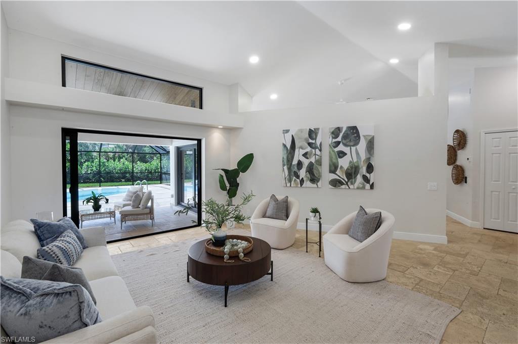 A fully renovated 4-bedroom-plus-den residence in the gated Valley Oak enclave of The Vineyards, offering 2,712 square feet of refined living on a private 0.27-acre lot with a screened pool and spa.
The 2026 renovation reaches every primary space. A brand-new chef's kitchen anchors the home with an oversized island, custom cabinetry, and zero-corner sliders that open the living area directly to the lanai. Vaulted ceilings and travertine flooring run throughout, complemented by a new guest bath vanity, new laundry cabinetry, and fresh interior finishes. Systems are equally current, with a new AC and a recently replaced water heater, plus an epoxy-finished garage.
The outdoor living is the signature. A wood-ceiling covered lanai overlooks a low-maintenance pool and spa set on a redone stone deck, with a private outdoor shower and lush landscaped privacy. The open, split-bedroom plan with both a living room and family room gives the home rare flexibility for entertaining and everyday life.
Valley Oak residents enjoy sidewalks, streetlights, and bike and jog paths within The Vineyards, with community park access and optional private membership opportunities at The Vineyards Country Club.