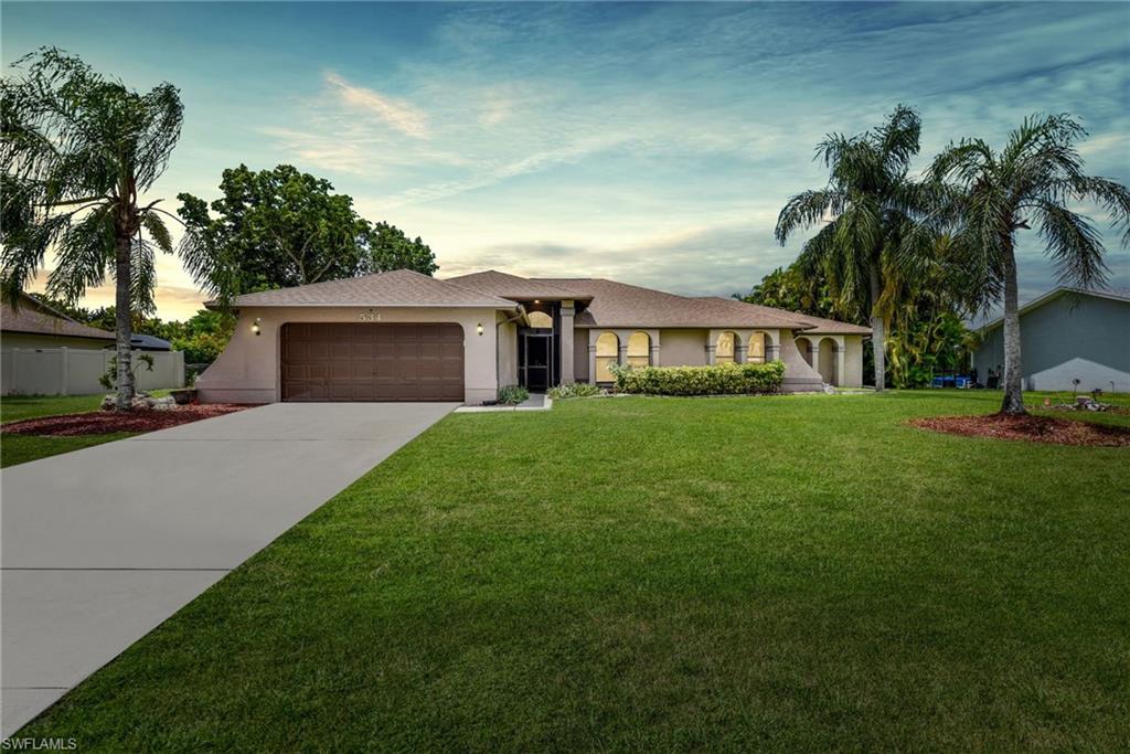 THREE PARCEL SITE! Single family home in one of the most desired areas of Cape Coral. Recent updates include- new CPVC plumbing throughout, new roof 2020, new a/c 2019 w/ ductwork, leased solar panel system, guest/mother-in-law suite w/ it's own a/c unit & 621 sq ft under air ($50k addition), new wood flooring, new irrigation system. This home offers a wonderful layout, great room design, screened & French door front entry, split bedroom floor plan, sliding door access to pool lanai from great room, master bedroom, guest room, & guest suite, cathedral ceiling, wide galley kitchen, breakfast nook, formal dining room, laundry room w/ shelving & utility tub, long screened lanai, and a wide driveway leading to a 2-car garage.. A fantastic property for seasonal and annual SWFL living. You will love the outdoor living space that includes a long screened covered lanai, screened pool area, and a large fenced-in backyard. Very convenient location that has easy access to lots of shopping/dining options, large shopping centers, city parks & golf courses, plus just a short drive to the gorgeous beaches lining the Gulf coast.