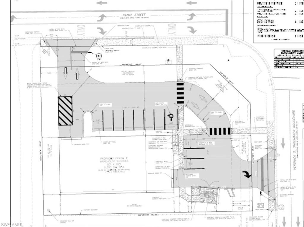 Corner Lot WAREHOUSE UNDER CONSTRUCTION selling 'AS IS' just North of Hanson Street which extends to Ortiz Avenue. High Traffic count on Veronica Shoemaker Blvd. PERMIT OPEN. Measurements 50'x 100', a 5,000sf total (4,700sf warehouse + 300sf office).