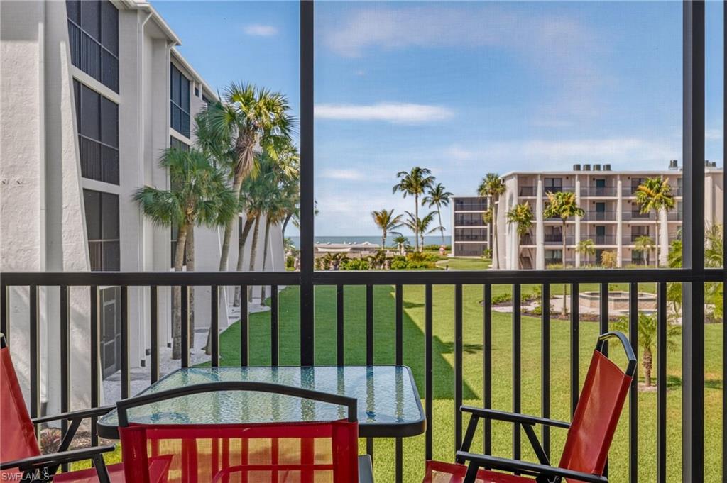 Experience breathtaking direct Gulf views from this beautifully refreshed second-floor retreat at Sundial Resort. Originally designed as a one-bedroom A1 floor plan, this thoughtfully reconfigured residence now offers a versatile one-bedroom plus den layout, providing the perfect space for guests, a home office, or bonus room.

The open-concept kitchen features a breakfast bar overlooking the spacious living and dining areas, where expansive Gulf views take center stage. The primary bedroom offers a king-size bed, two closets, TV, and elegant French-style sliding doors that open to the living area, allowing natural light and stunning water views to flow throughout the home. The den features a transom window and closet and is currently furnished as a second sleeping area with a twin bed, dresser, and nightstand.

Step onto the spacious screened lanai and unwind while taking in spectacular sunsets, soothing Gulf breezes, and panoramic beach views. An exterior storage closet provides convenient space for beach chairs, umbrellas, bikes, and all your island essentials.

Just steps from the Sundial Resort Reception Building, enjoy access to multiple dining options, a full-service spa and salon, marketplace, bike rentals, and pay-to-play tennis and pickleball. Spend your days strolling the sugar-white sandy beaches collecting world-famous shells, biking to nearby restaurants and shops, or simply relaxing by the Gulf while embracing the laid-back Sanibel lifestyle.

Offered turnkey furnished with existing rentals to be honored, this is an exceptional opportunity to own a piece of paradise with outstanding rental potential in one of Sanibel Island's premier beachfront resorts.