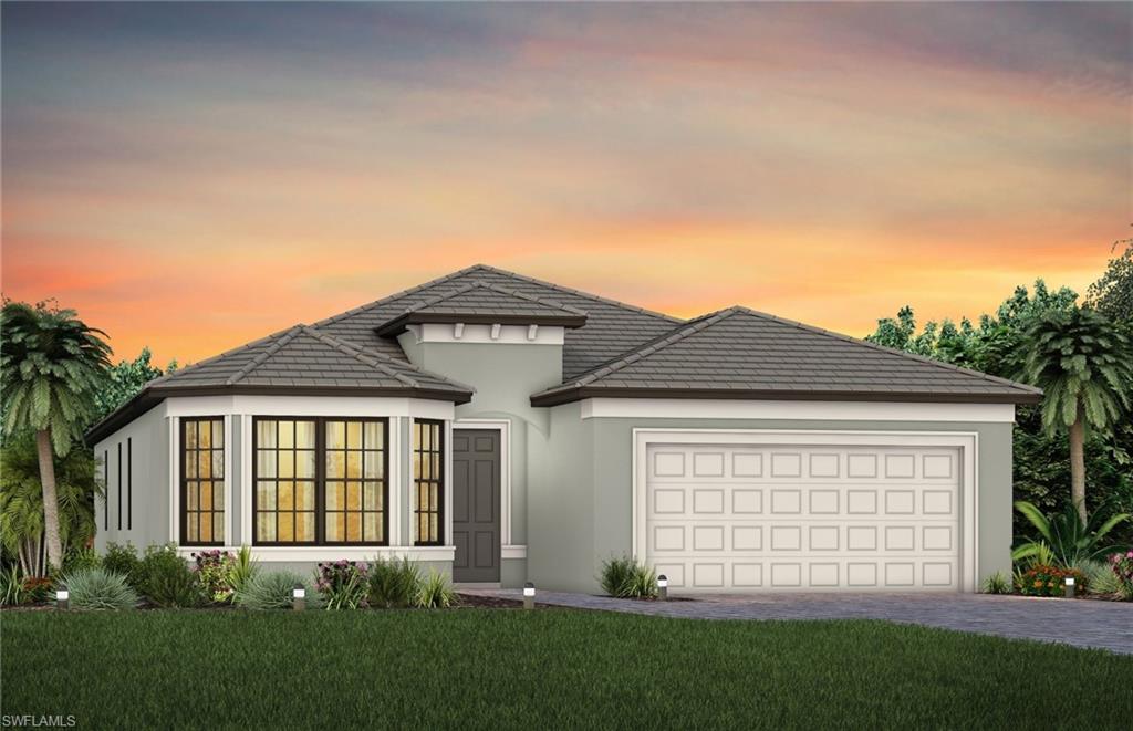 This home is under construction and expected to complete May to June 2023. The Mystique one-story is being built with 3 bedrooms, den, 2 full baths, and 2-car garage. Nicely appointed kitchen open to the gathering room, being built with center island and built-in stainless steel appliances. Upgraded Quartz counters in the kitchen and bathrooms, shaker style cabinets in white, porcelain tile in the main living and wet areas, carpet in the bedrooms, zero-corner sliding glass doors, laudry room with laundry tub. Tray ceiling in the Gathering Room and Owner's bedroom. The outdoor living space is covered and screened-in. Room for a pool. Verdana Village offers a premier Estero location with quick access to the best things that Southwest Florida has to offer, an array of vacation-inspired amenities right outside your front door, and so much more. Photos are for illustration purposes only, options may vary.
