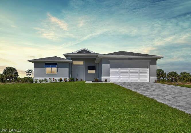 Take advantage of the newest building codes and high elevation! BRAND NEW MOVE-IN READY 4 BEDROOM HOME!! Certificate of Occupancy already in place!! $50,000 OF UPGRADES INCLUDED! BEST PRICED HOME IN CAPE CORAL WITH THIS MANY UPGRADES! 13+ FOOT VAULTED CEILINGS! **BRICK PAVER DRIVE + WALKWAY! 100% UPGRADED WOOD-LIKE TILE FLOORS THROUGHOUT! **AUTOMATIC SPRINKLER SYSTEM! **UPGRADED SOD! **GIGANTIC WALK-IN SHOWER **OVERSIZE LAUNDRY/UTILITY ROOM! **SOFT CLOSE SYSTEM ON ALL CABINET DOORS! **DECORATIVE BERMUDA SHUTTERS IN FRONT** A MUST SEE!!!!!!!!! This move-in ready home in Cape Coral presents an exceptional opportunity for prospective buyers. Want a deal? This is priced $50,000 less than comparable homes. This property offers outstanding value in today's market. With a generous 1900+ square feet of open living space and a 2-car garage, this home is designed to accommodate the needs of almost any size family. As you approach the home, the brick-paver driveway and walkway create a welcoming entrance, complemented by the towering entryway and meticulous landscaping. Inside, the attention to detail is evident, with tall ceilings, wide baseboards, and lots of natural light adding a touch of sophistication to every room. The wood-like tile floors provide durability and style, offering a seamless flow throughout the living spaces. The kitchen is a chef's delight, featuring white raised panel cabinets with slow-close doors and drawers, a large island with a stainless sink, and a full 4-piece upgraded stainless-steel appliance package. The split-bedroom layout provides privacy for the occupants, with the master bedroom serving as a luxurious retreat. Luxurious bathroom with an enormous closet and a beautifully appointed master bathroom with dual sinks and a frameless glass shower wall add to the appeal of the space. In summary, this meticulously designed and upgraded home offers luxury living at an unbeatable price. With its quiet location, desirable features, and significant price, it represents a rare opportunity for buyers looking to own a piece of paradise in Cape Coral. Some photos of the furniture in this listing have been virtually rendered.