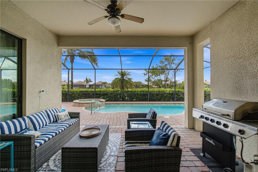 AVAILABLE 2027 SEASON! 2026 SUMMER & FALL DISCOUNTED RATES! Welcome to Your Dream Vacation Home at Bonita National Golf & Country Club. Escape to this luxurious single-family home in one of Bonita Springs' newest and most prestigious golfing communities. Nestled on a tranquil street surrounded by lakes, this stunning retreat boasts 3 spacious bedrooms, a den, and 3 full bathrooms, offering plenty of room for family and friends. The community offers an array of modern amenities, including Har-Tru tennis courts, lap pool, a resort-style pool with waterfall, heated spa, and spacious deck with plenty of seating and lounging areas. Guests can also enjoy multiple dining and bar options, catering to both formal and casual preferences. From the moment you step inside the inviting foyer, you’ll notice the impeccable attention to detail and luxurious finishes throughout. The thoughtfully designed layout and high-end features make this space feel both welcoming and sophisticated. The heart of the home features an open-concept layout, perfect for entertaining family and guests. The kitchen boasts white cabinetry, granite countertops, stainless steel appliances, pantry, and an island with seating for four. Kitchen is fully equipped with dishware, cookware and small appliances for all your culinary needs. Adjacent, the dining area comfortably seats five people. The family room provides cozy seating, a large smart TV, and sliding doors leading to your private outdoor oasis. COMMUNITY AMENITIES As a guest of Bonita National Golf & Country Club, you’ll have access to an array of top-tier amenities. Play tennis on the 8 Har-Tru courts, work out in the state-of-the-art fitness center, or join a variety of classes including Yoga, Pilates, and Water Aerobics. Pamper yourself at the U-Topia Spa, offering a range of treatments from massages to facials. Take a dip in the resort-style pool with a waterfall, enjoy a more vigorous swim in the lap pool, or relax in the hot tub. Grab a bite at the Poolside Café or dine at the Golf Clubhouse Grill, offering full lunch and dinner menus with a bar. Whether you’re here to unwind by the pool, or enjoy the community’s vibrant social scene, your perfect vacation starts here.