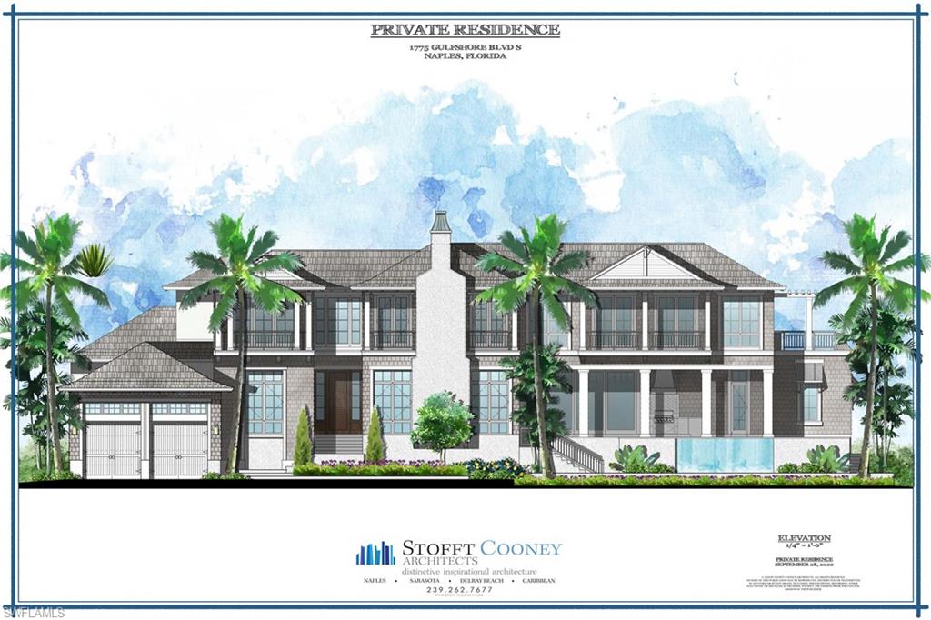 Nantucket Meets Naples with another luxury build by Naples' All Star Development Team comprised of Limitless Development, Stofft Cooney Architects, Knauf-Koenig Group and Linda Sonders Design...This gorgeous New Construction one-of-a-kind 6,000* sq. ft. under air (8,100* sq. ft. total) home is perfectly located in the heart of Naples, just 2 homes from the beach and 2 blocks from 3rd Street South. This home features exquisite interior finishes, five full bedrooms, den, game room, lounge area, five full baths, two half baths, an elevator, and an extensive pool complex with spa, outdoor kitchen and bar, Fire Pit lounge. Inside, the stunning kitchen includes ample storage, chef’s grade appliances, and built in Pantry. The spectacular great room capitalizes on views of the pool area and includes voluminous ceilings and a captivating fireplace and wine room. Multiple covered balconies, a private master bedroom sundeck with Lake view, a full 4-car garage, and spectacular south and western exposure adds to the perfect resort-worthy residence. To be Completed December 2021