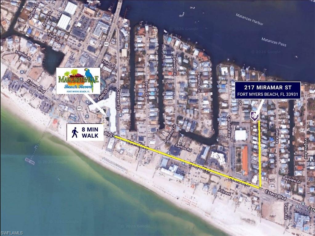 Exceptional Fort Myers Beach Redevelopment Opportunity! Just 810 feet from the white sand beaches of the Gulf of America and an easy 8-minute walk to Margaritaville Resort, this prime homesite is also within walking distance of Times Square, waterfront dining, shopping, and the island's vibrant entertainment district. Situated in one of Fort Myers Beach's highly sought-after weekly rental districts, this property allows 7-day rentals, offering outstanding income-producing potential.

Spanning approximately 4,792 square feet, this homesite presents an incredible opportunity to build your dream coastal retreat or a luxury vacation rental in the heart of Fort Myers Beach's exciting revitalization. Included are engineer-approved, permit-ready plans for a spectacular 5-bedroom, 5-bath elevated coastal home featuring over 3,700 square feet of living space, 10-foot ceilings, expansive indoor and outdoor entertaining areas, generous parking, and a design created to maximize both personal enjoyment and rental revenue.

An existing residence currently occupies the property and provides the flexibility for interim use or rental income while you finalize your building plans.

Whether you're a builder, investor, or looking to create the ultimate island getaway, opportunities like this are becoming increasingly rare. Just moments from the future Fort Myers Beach Pier, the beach, dining, shopping, and entertainment, this property is perfectly positioned to benefit from the island's continued redevelopment, strong rental demand, and long-term appreciation.

Weekly rental zoning, permit-ready plans, and an unbeatable location make this one of the premier redevelopment opportunities currently available on Fort Myers Beach.