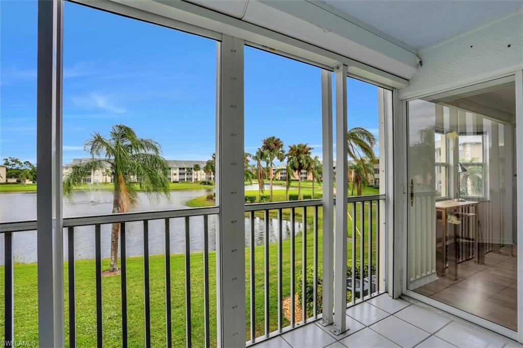 ITS ALL ABOUT THE VIEW!! This beautiful FURNISHED 2 Bedroom, 2 Bath, Second Floor condo, offers sweeping Golf Course, Lake, and Fountain Views! Located just steps away from the Elevator, this unit offers an updated kitchen with newer appliances, newer Washer/Dryer, Newer AC Unit, tile floors throughout the common areas, fresh paint, Electric Roll Down Hurricane Shutters, New Laminate Wood Floors in the bedrooms (No Carpet anywhere), and more. Dedicated Cover Parking area and storage locker. Breckenridge is a Bundled Golf Community offering a 18 hole, Par 3 golf course. Other amenities include pools, bocce ball, picklelball, Tennis Courts, Fitness Center, Shuffleboard, Water Volleyball, and many other planned activities for Residents to enjoy.