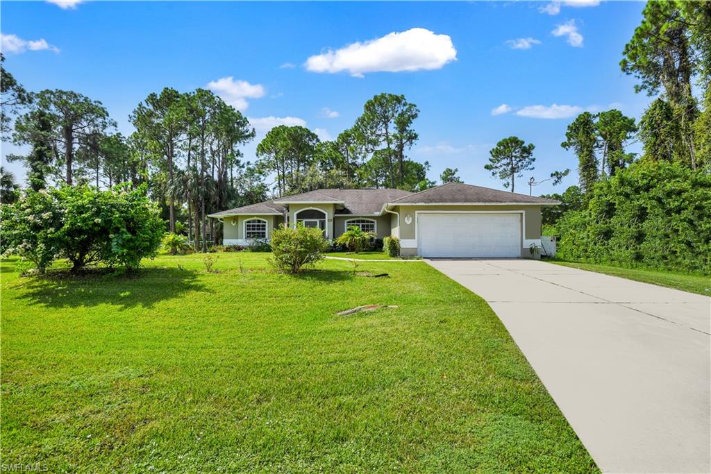 Single family home w/ great layout! You will love the wonderful open feel of this home that offers concrete block construction, great room layout, cathedral ceiling, tile flooring throughout, split bedroom floor plan, spacious kitchen w/ breakfast bar & breakfast nook, large master bedroom w/ walk-in closet, screened rear lanai, and huge backyard w/ room for a pool. The a/c was replaced 3 yrs ago, recently accordion storm shutters were installed on the screened lanai (detached manual shutters for remaining windows of home), and there is an entire home reverse osmosis system that is leased. Situated in a non-gated, no homeowner fee neighborhood and surrounded by single family homes. Easy access to I-75 & SR 82, close to schools, shopping, and dining options. Plus, it is only 13 miles from the redeveloped River District w/ restaurants & nightlife, 25 minutes from the RSW airport, and just a short drive to the Spring Training Fields of Red Sox & Twins.