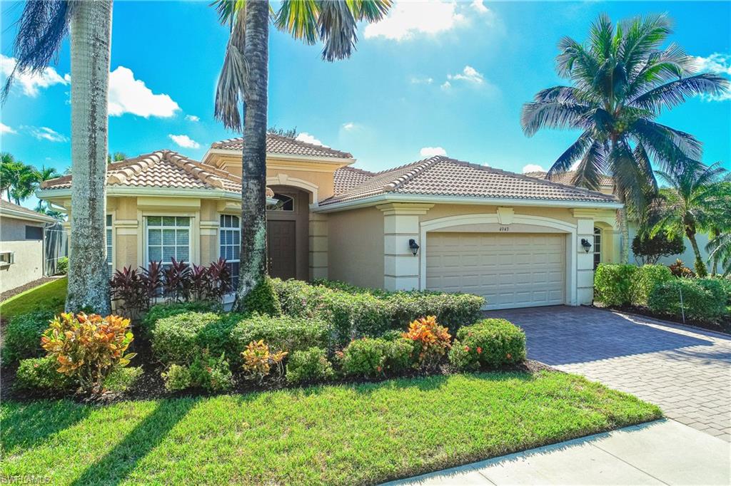 This is the largest of the Villa homes in Naples Lakes. The Saranac has 3 bedrooms, 2.5 bathrooms, large open space living room with high ceilings, kitchen, dining room and versatile office/den. The Primary bedroom has its own bath, comfortable seating area with access to the lanai. The 2 guest bedrooms are separate from the primary suite for privacy with their own shared full bathroom. This villa home has custom plantation shutter in the office, storm shutters on all windows and horizontal blinds through-out, a newer screened enclosure and your own pond in the lanai. Naples Lakes Country Club is a luxury community at an affordable price. It features a spacious clubhouse with inside and outside dining, grill room with bar, as well as a fitness center with professional management. Arnie's cabana is an upscale addition with a beautiful pool (including lap lanes), hot tub, fire pits, bocce courts and tennis courts with full time pro. No waiting for golf membership in this bundled golf community. You can use your own golf cart! This is the Best of Florida Living in Paradise. As of 1/1/2024 Transaction Fee for a new owner in NLCC will be $12,500.00, existing members will be $1,000.00.