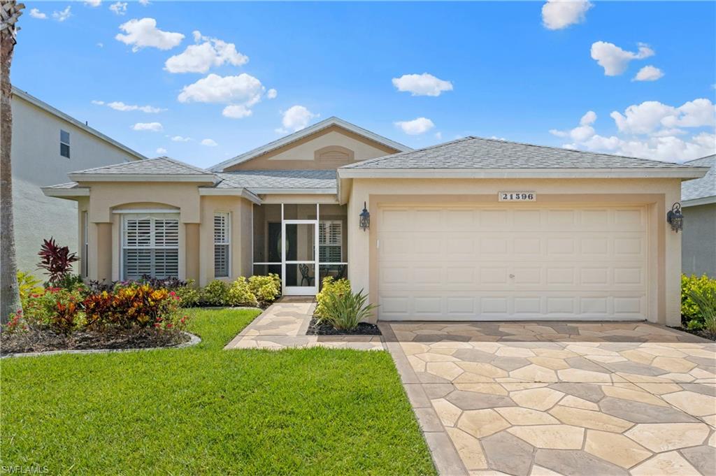 Beautifully maintained and updated 3 bedroom/2 bathroom home conveniently located in the heart of Estero! This light and bright home has vaulted ceilings throughout making this split floor plan feel even larger! Featuring a large eat-in kitchen and newer appliances with tile throughout the main living and wet areas and carpet in the bedrooms.  This home features a large Florida room adding tons of extra space and making it even brighter.   Stoneybrook offers a par 72 golf course and restaurant open to the public. Tons of amenities for a very low HOA fee: 
clubhouse, library, pool, spa, fitness center, tennis, pickle ball, in-line roller hockey rink, basketball, bocce ball, bike paths, a playground, soccer and baseball fields. Stoneybrook is conveniently located with Miromar Outlets, RSW Airport, Gulf Coast Town Center Mall, Coconut Point Mall, Florida Gulf Coast University, Publix, our award winning beaches and restaurants/dining just a short drive away.