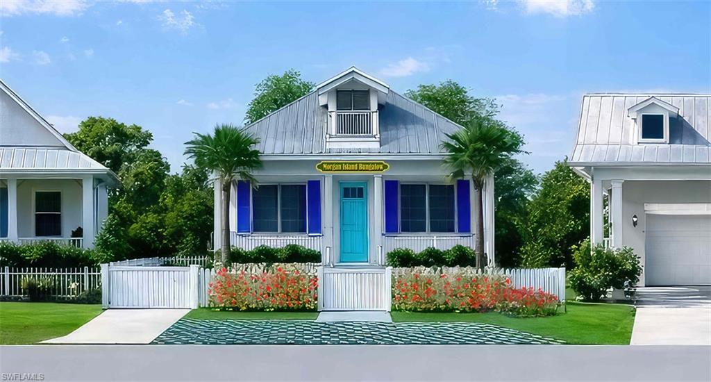 Welcome to The Island Cottages in The Bayshore Arts District - a special family of Olde Florida Contemporary custom designed single family homes on Jeepers Drive..

In the last 10 years, the Developer/Designer of these cottages has worked individually with 11 new owners to fashion this unique vintage urban environment at the Heart of The Bayshore Arts District adjacent to The Bayshore/Sugden Park Boardwalk and Lake Avalon’s white sand beach and sailing center. These new residences will be constructed by Naples’ renowned local builder, Gulfstream Homes.

All the Cottages in The Island Cottages in The Bayshore Arts District have been given names by their owners. These names are by agreement designated as memorializing a favorite island which is important to the owners. Further, in every case the homes are decorated with a historic “Quarterboard” sign with the name and a matching house number sign designating thee Jeepers Drive house number.

The Morgan Island Bungalow highlights a new design called the Morgan Island Bungalow model. This Island Cottage offers the new owner the option of joining this unique street at starter home pricing by initially building only the stunning main house of 2421 gross square footage (1422 sq ft of air-conditioned interiors) with the option to add additional structures and/or amenities as time moves along.

The large neighborly signature front porch leads to the great room (living room, dining room and kitchen). This economical one level layout includes 3 ensuite bedrooms with the larger premier suite opening on to a sweet covered lanai at the private back yard. There is an optional 2 car garage/shop/boat storage area to the side. The yard is spacious, a “blank canvas”, as you will, leaving room to develop a pool, patio, or additional future in-law or guest, home office or Air B&B new construction.