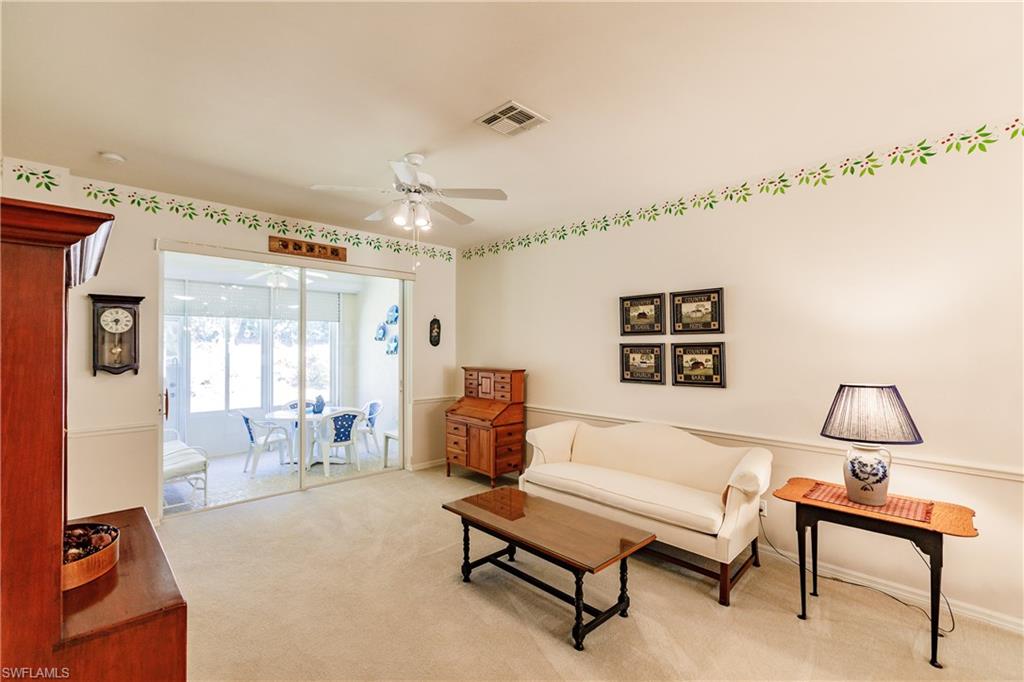 JUST REDUCED $11,000!  The lowest priced villa in Country Creek!  Live the SWFL lifestyle in friendly Country Creek in highly desired Estero.  This two bedroom/two full bath plus den home is in fantastic condition and move-in ready.  A great size for seasonal and full-time residents.  Country Creek is a very social and friendly community with many organized activities.  Take a plunge in one of community's five heated pools.  Stay active and enjoy the 18-hole golf course, five lighted tennis courts, or take it easy at the clubhouse at the full service restaurant and bar. Even if you don't play golf, you will be pleased to know that the HOA fees at Country Creek are even lower than many non-golf communities.  This is a great place to live and enjoy life.   Minutes away from Barefoot Beach, shopping, dining, the airport and more. This will go fast so see it soon!