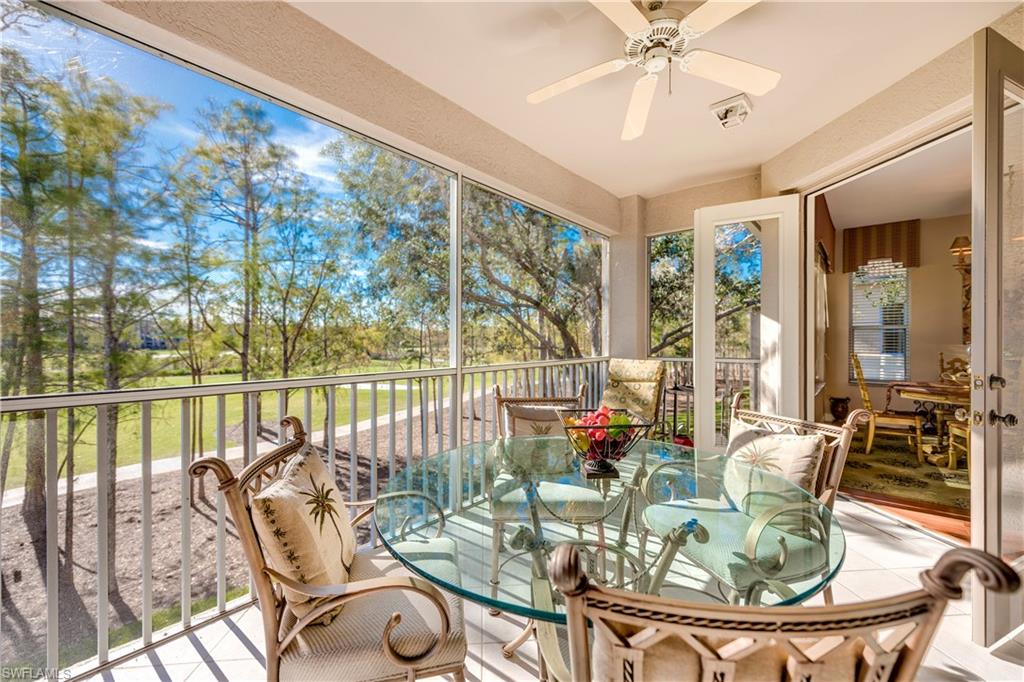 Located in the bundled golf community of Vanderbilt Country Club this former model Newport floor plan is tastefully decorated throughout.  No need to search for furniture for your new home, this unit is being sold furnished and ready to move right in. Light and bright with large picture windows overlooking the 10th hole and lake beyond. Enjoy the fantastic views of the sunset from the peaceful mania. Located directly across the street from the clubhouse and state of the art fitness center with onsite physical therapist, this unit has the perfect location. This beautiful unit was painted, master shower upgraded and had new wood floors and carpets installed in 2017. New AC 2019. With 3 bedrooms and a leisure room this unit is spacious and open. The one car garage will also accommodate a golf cart. Don't miss this opportunity to live in one of Naples premier golf communities.