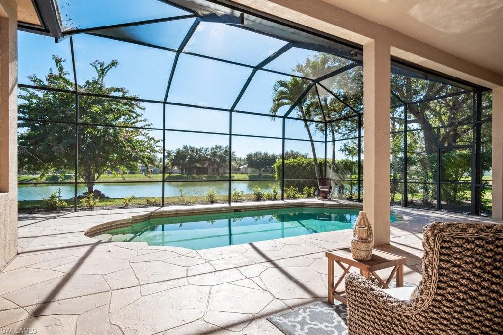 BEAUTIFUL lakeview! On a cul-de-sac in a desired community with a great school system, this spacious 4+ den, 3 bath, 3-car garage house is ready for you to make it a home. Lounge by the pool surrounded by shrubbery and trees for privacy. Large open kitchen has granite countertops, stainless steel appliances, built-in desk area, center island, countertop seating for informal dining, and plenty of cabinets for storage. Formal dining room for family meals. Entertain in the formal living room or family room. Enjoy your lake view from the master bedroom which steps out onto the lanai. Den can convert into a 5th bedroom or use as a home office. Bathrooms have been renovated, master bath includes a custom shower door, tub and double sinks with cabinets. Details throughout such as coffered ceilings, crown moulding, tile throughout, carpeted bedrooms. New roof in 2019.