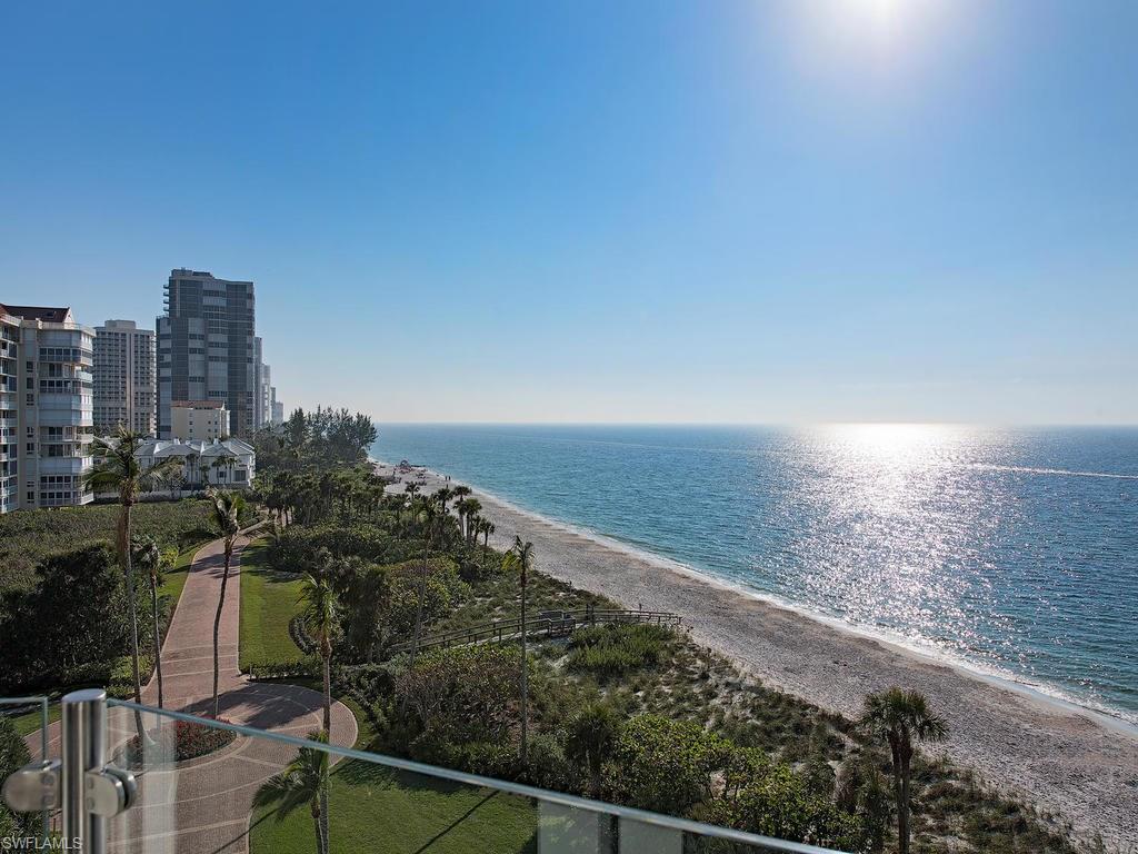 C.14352 - Beachfront luxury at its finest with this rarely available Seapoint at Naples Cay condo! Right on the "sand!" Breathtaking panoramic water views from every room.  Only 28 units, two per floor, in this elegant yet relaxed building situated directly on the beach.  State of the art fitness room with water views, two luxuriously appointed guest suites, and beautifully appointed social room.  Conveniently located within walking distance to fine dining and shopping at Venetian Village and Waterside Shops.