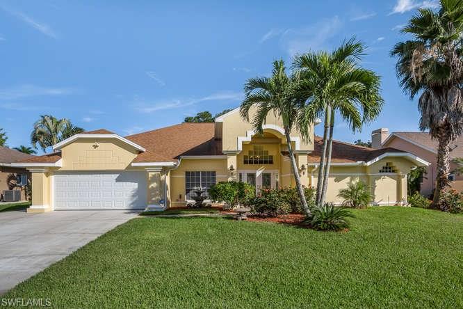 Welcome Home! to this Beautifully Updated & Spacious 3B Pool home located just a short drive to area beaches & Sanibel Island! Updates throughout include a new roof (2011), new ext. painting (2016), new granite kitchen w/a single level counter, soft close cabinets, upgraded stainless appliances & wine bar, a gorgeous master bath w/granite counters, walk behind shower w/multi head rain shower & dual vessel sinks, new hot water htr. Huge pavered lanai w/custom lighting, outdoor fridge & a gorgeous oversized solar heated saltwater pool w/color changing lights & electric hurricane screens. Great open floor plan w/a leaded glass double door entry, tall ceilings, beautiful wood flooring & crown molding thru out, formal living, dining & family room, 3 sets of pocketing sliding doors to let "the outside in" and pocket door to guest rms. Beautiful Private yard w/an 8x12 storage shed, orange & lime trees, palm trees, well for sprinkler sys, gutters, security sys, surround sound, garage keypad, pavered walk way & more! All situated on a quiet cul de sac street in desirable S. Ft Myers close to beaches, restaurants, shopping, medical & more! Hurry! This home is a real beauty & move in ready!