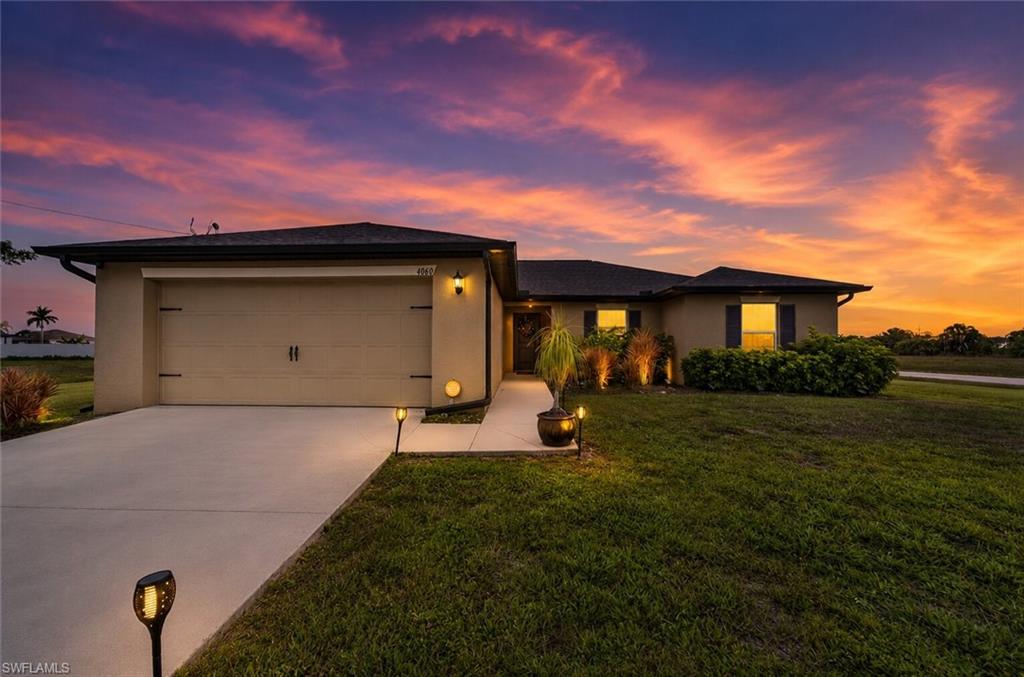 A peaceful, country-like setting with room to breathe, yet only a short drive from everything Cape Coral has to offer.

Escape to your retreat in Northwest Cape Coral! Built in 2021 and used only seasonally, this meticulously maintained home offers the feel of new construction without the wait. Situated on an oversized triple-lot corner site spanning approximately 0.38 acres, you’ll enjoy extra space, added privacy, and a peaceful setting that feels miles away from the hustle and bustle.

Featuring 3 bedrooms plus a den/home office and 2 bathrooms, the thoughtfully designed floor plan offers flexibility for remote work, guests, or additional living space. The open-concept kitchen is highlighted by granite countertops, a large center island, and modern finishes throughout. Granite countertops continue into both bathrooms, creating a cohesive and upscale feel.

Step outside and discover one of this property’s most impressive features—a huge backyard with plenty of room to add a pool, entertain, or simply enjoy the outdoors. Relax under the charming Tiki Hut with electric service, unwind on the covered paver patio, and enjoy the quiet country-like atmosphere that makes this location so special.

Additional highlights include a brand-new 3-ton Lennox A/C system, smart thermostat, smart door lock, upgraded Wi-Fi-enabled refrigerator, transferable 10-year structural warranty, and a location outside of a flood zone.

Offered furnished and move-in ready, with the option to purchase unfurnished if preferred. Whether you’re looking for a full-time residence, seasonal escape, or investment opportunity, this property delivers the perfect blend of modern comfort, outdoor living, privacy, and Florida charm.