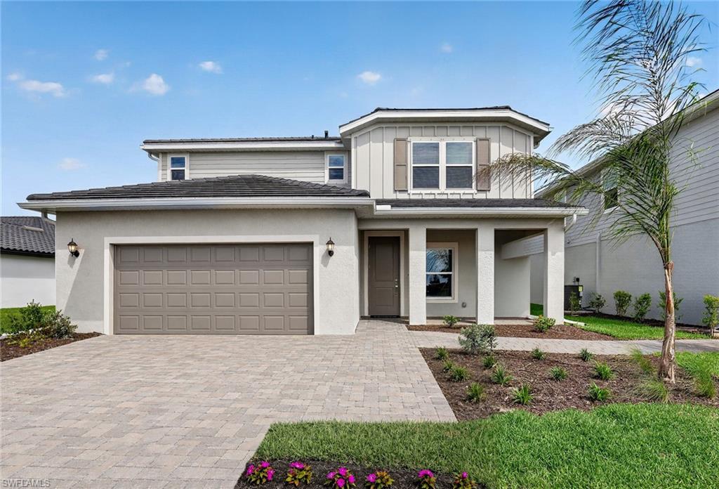 Gatherpoint is a community of new single-family homes within the top-rated Ave Maria masterplan, offering resort-inspired amenities and a vibrant social setting in sunny Ave Maria, FL. Upon entry into this new two-story home is a flex space ideal for entertaining guests, followed by the spacious open-concept living area with a covered patio to promote indoor-outdoor activities. A first-floor bedroom is well-suited for versatile uses and the remaining three bedrooms occupy the second floor, including the tranquil owner’s suite with a private bathroom. A two-car garage completes the home. Prices, dimensions and features may vary and are subject to change. Photos are for illustrative purposes only. Estimated delivery date is Sept/Oct 2026.